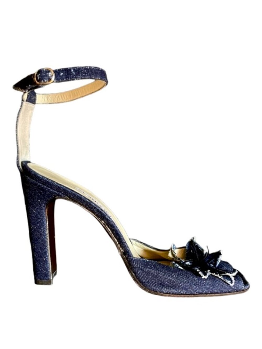 VINTAGE SONIA RYKIEL PARIS BLUE DENIM HIGH HEEL SANDALS 41 IT 11 US